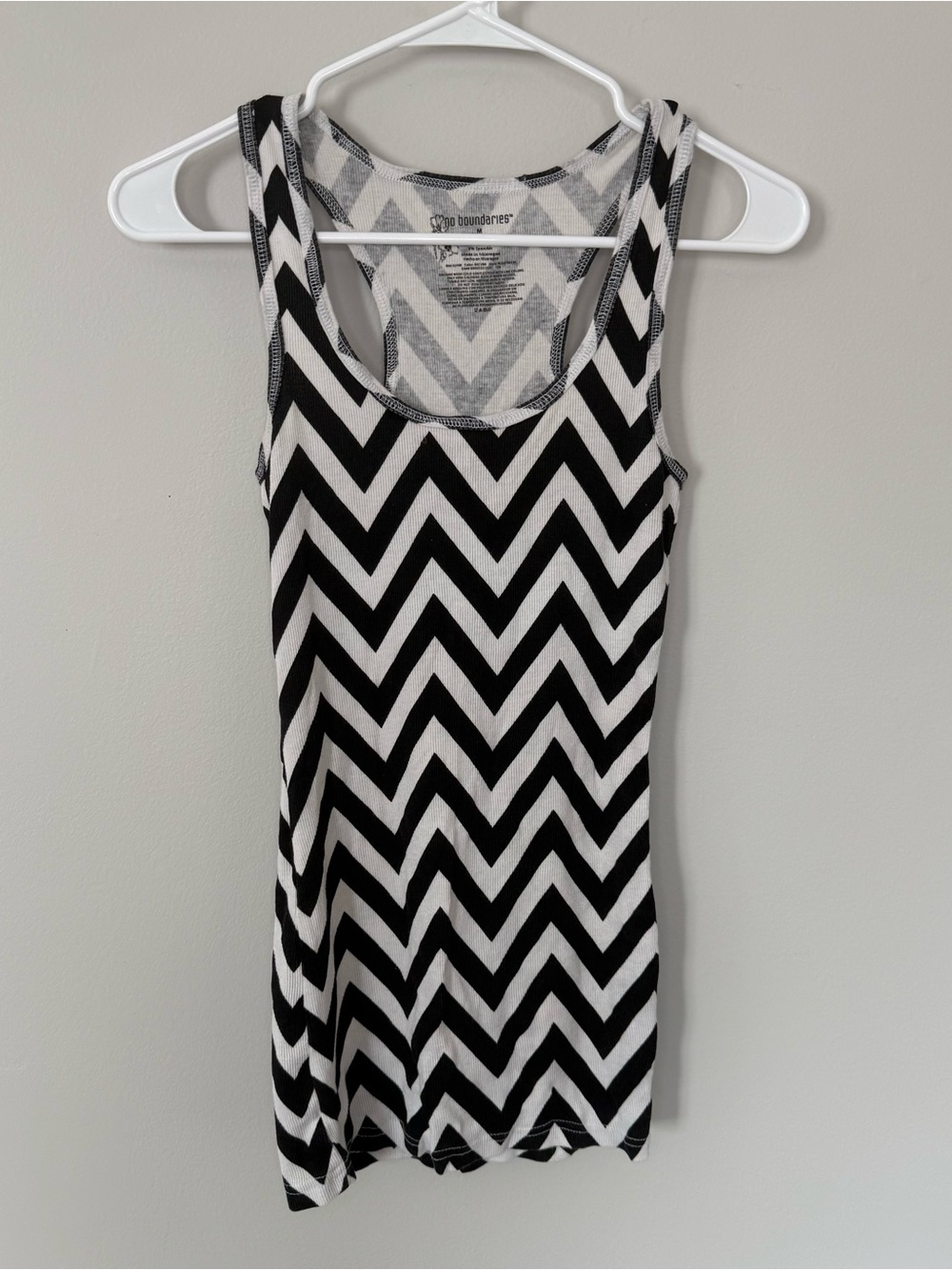 No Boundaries Black White Chevron Racerback Tank Top